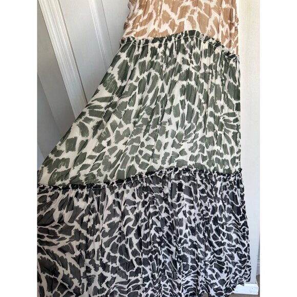 Anthropologie Maeve Keyhole Animal Print Halter Maxi Dress Tiered Large Boho - Picture 7 of 11